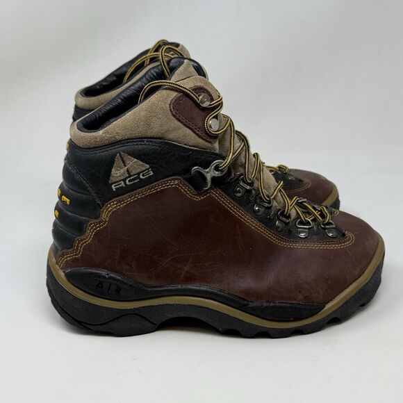 Nike ACG Zoom Air Boots Womens 7 Brown Black Leather Vintage Y2K Hiking Trail - Picture 1 of 16